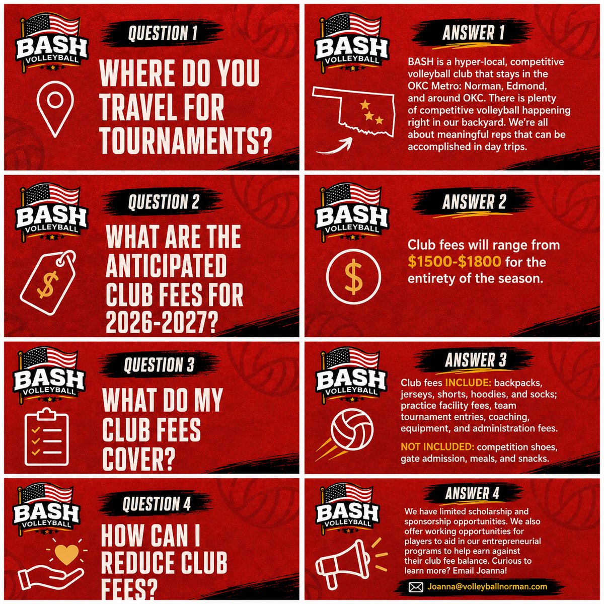 BASH Volleyball Club Fees