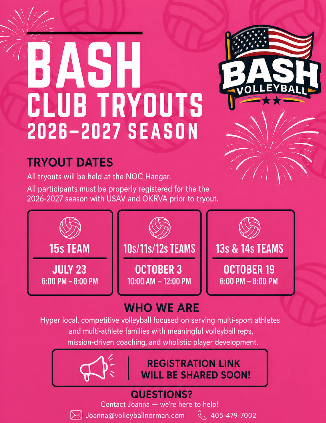 BASH Volleyball 2026-2027 Pre-Tryout Registration