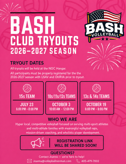 BASH Volleyball 2026-2027 Pre-Tryout Registration